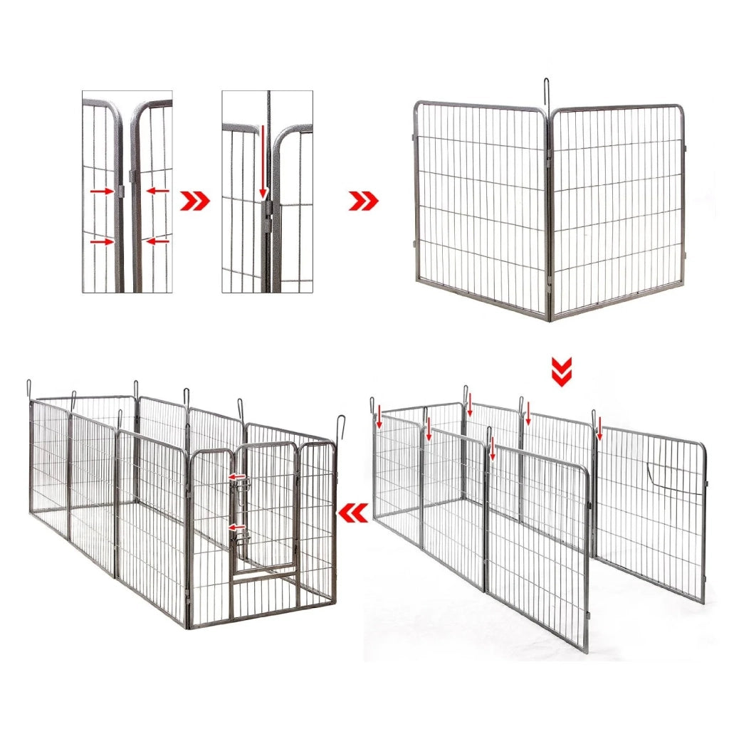Recinto/Gabbia per cani cuccioli e animali domestici 163 x 163 cm Grigio 3712022