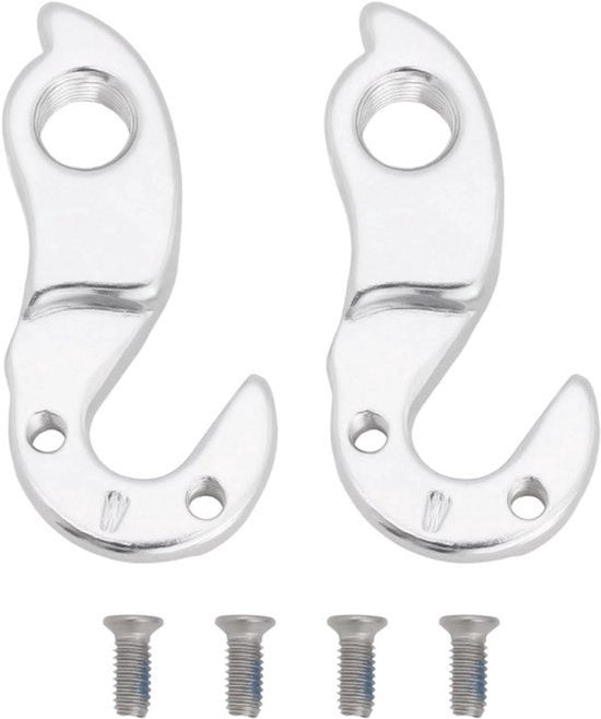 Set di supporto derailleur per bicicletta - Alluminio - Compatibile con MTB - Argento 2 Set Supporto Derailleur per Bicicletta 5,7x2,5cm Alluminio Supporto Derailleur Haak Adattatore Compatibile con MTB Accessori per Bicicletta Argento.