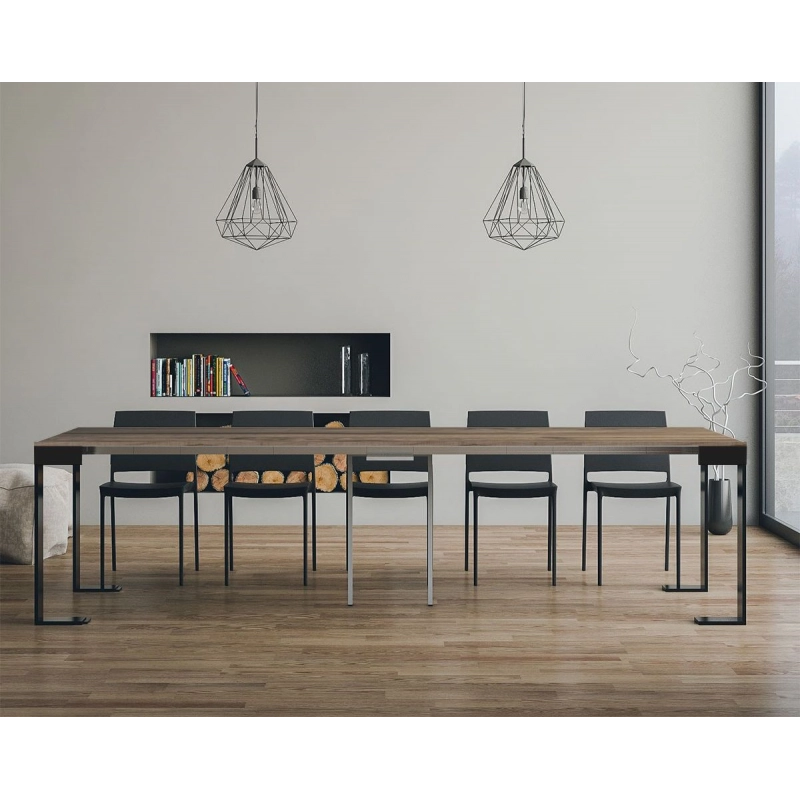 Consolle allungabile 90x40/300 cm Tecno Evolution telaio Antracite - Quercia Natura
