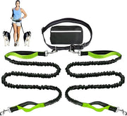 Due Maniglie – Cintura per Cani Senza Mano – Elastica – Cintura per Cane Adattabile – Connessione a 360° – Dampened – Con Cinturini per Corsa e Camminata