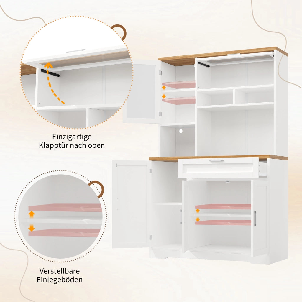 ARMADIO Vetrina con LED 104x40x180 cm MDF Bianco per Cucina e Soggiorno