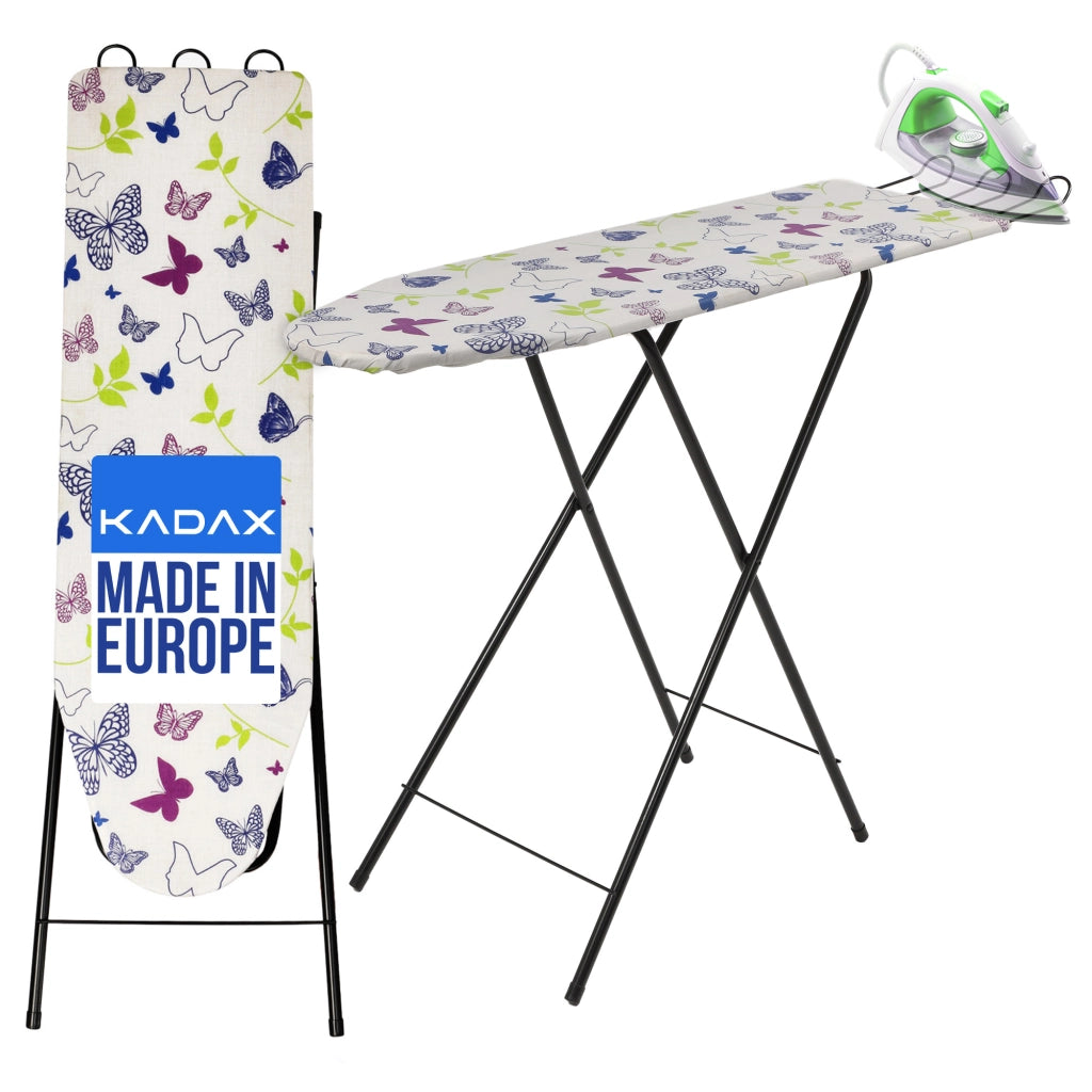Asse da stiro pieghevole KADAX 100x30cm, leggera, con supporto per ferro da stiro standard.