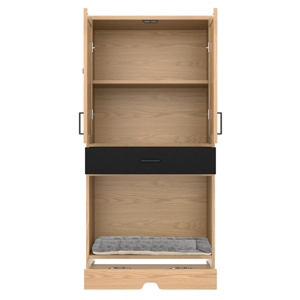 Armadio multifunzionale per animali - Zephmum- 160cm alto- Eichenoptik- Stazione alimentazione, letto, stoccaggio