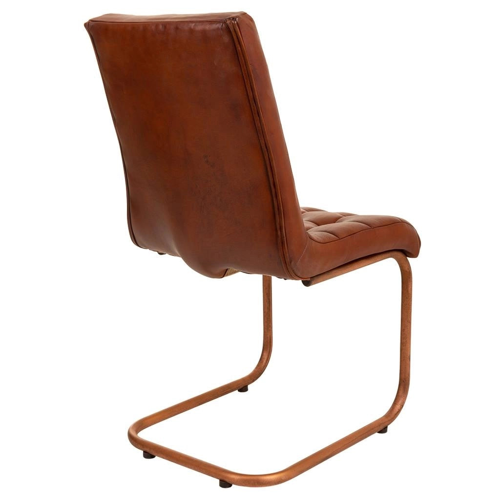 Sedia in metallo e pelle marrone 46x46x93h