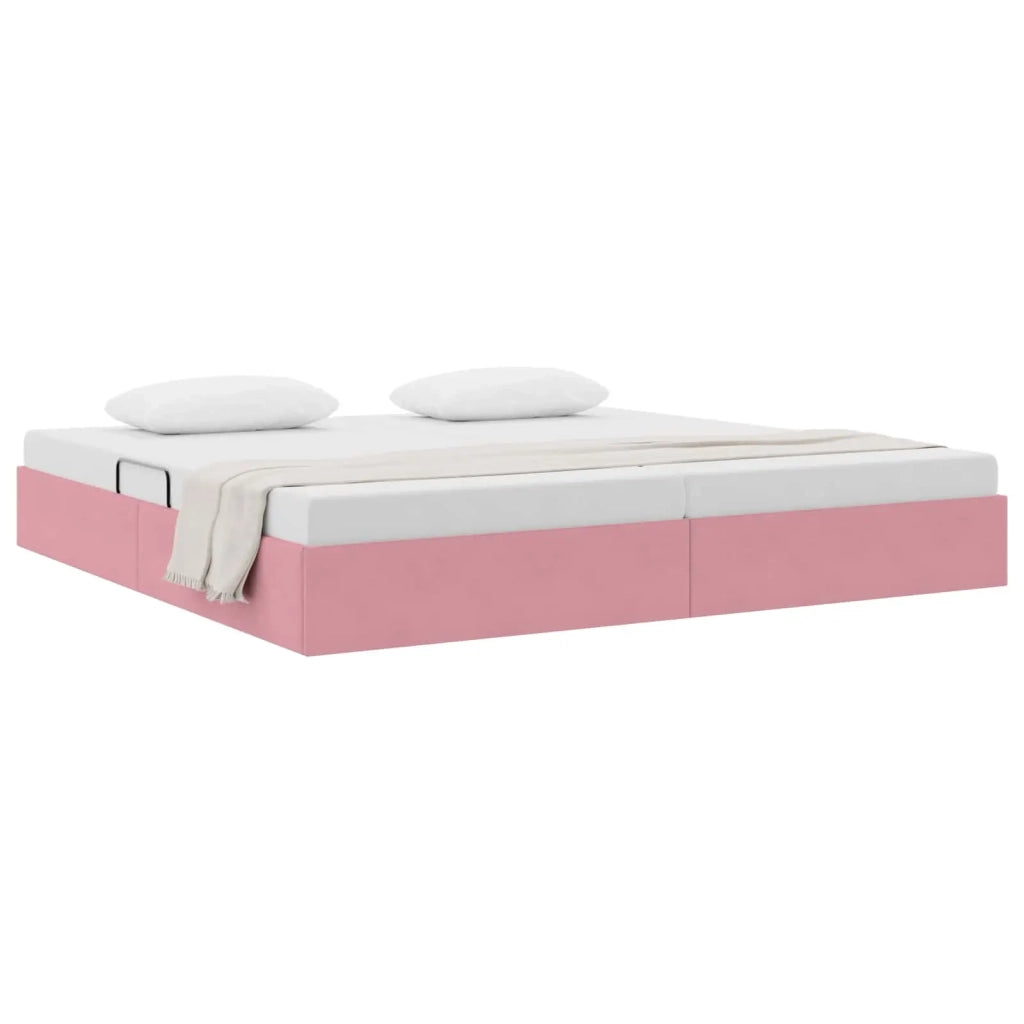 Letto ottomano con archiviazione Rosa 200 x 200 cm Velluto 3442909