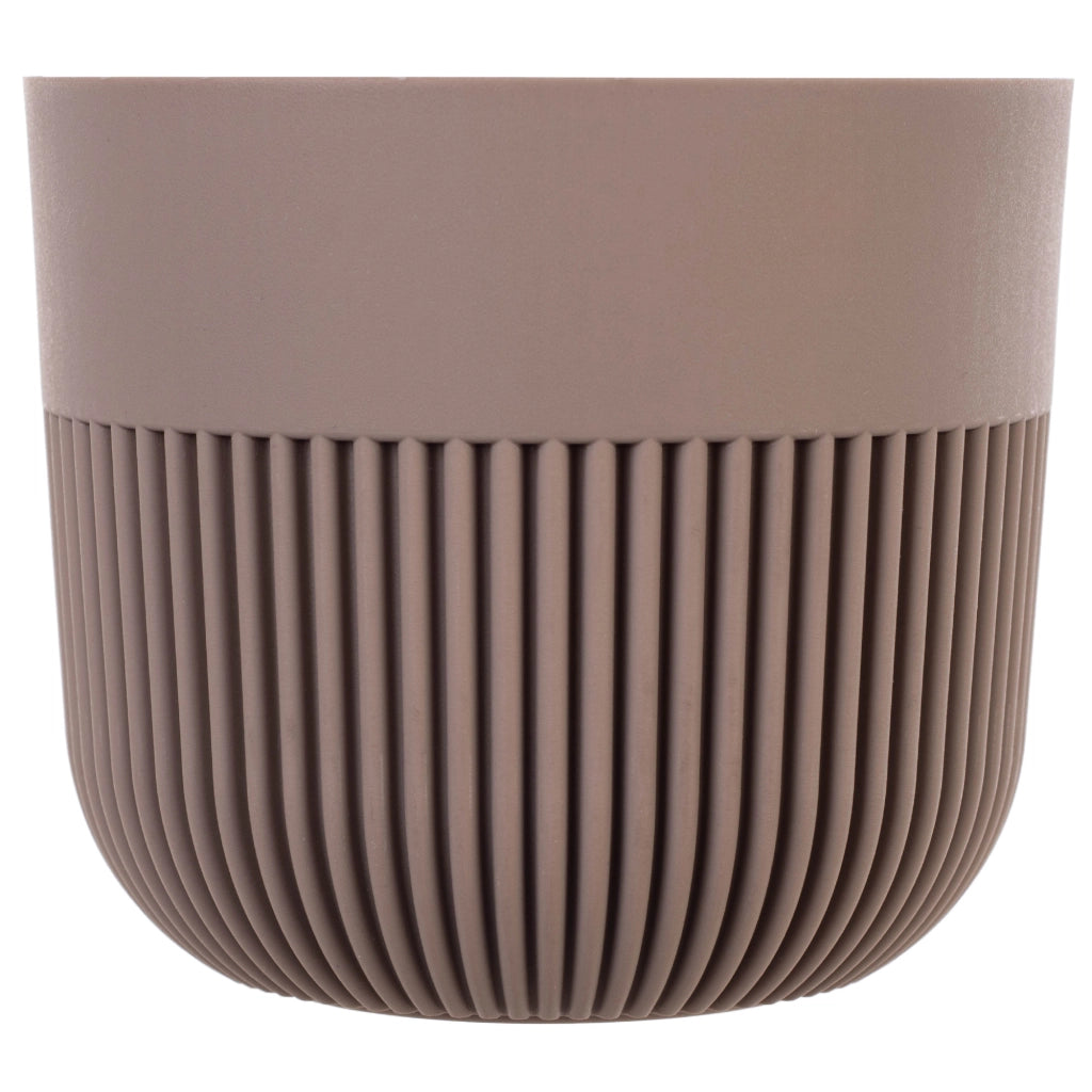 Vaso da fiori KADAX, coprivaso, 13 cm, plastica, rotondo, a coste, beige