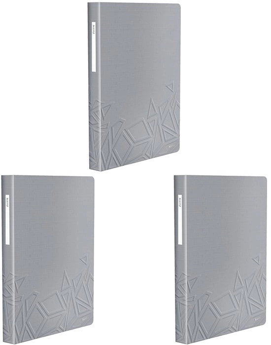 Displayboek in formato A4, 80 copertine trasparenti per 160 fogli, grigio, 46520088 (confezione da 3)