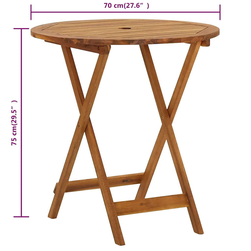 Tavolo da Giardino Pieghevole 70 cm in Massello di Acacia 313596