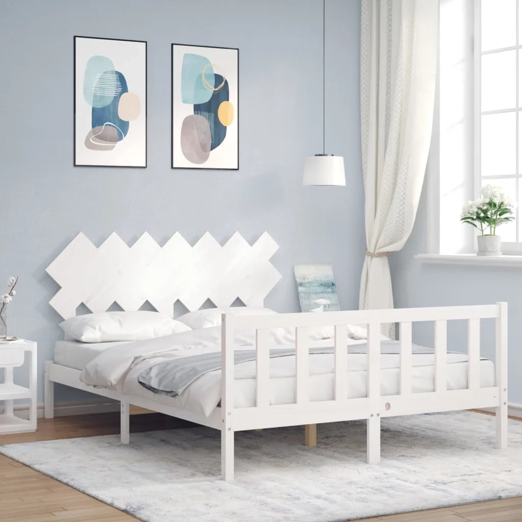 Giroletto senza Materasso-Struttura Letto Bianco 140x200 cm Legno Massello Pino 838445