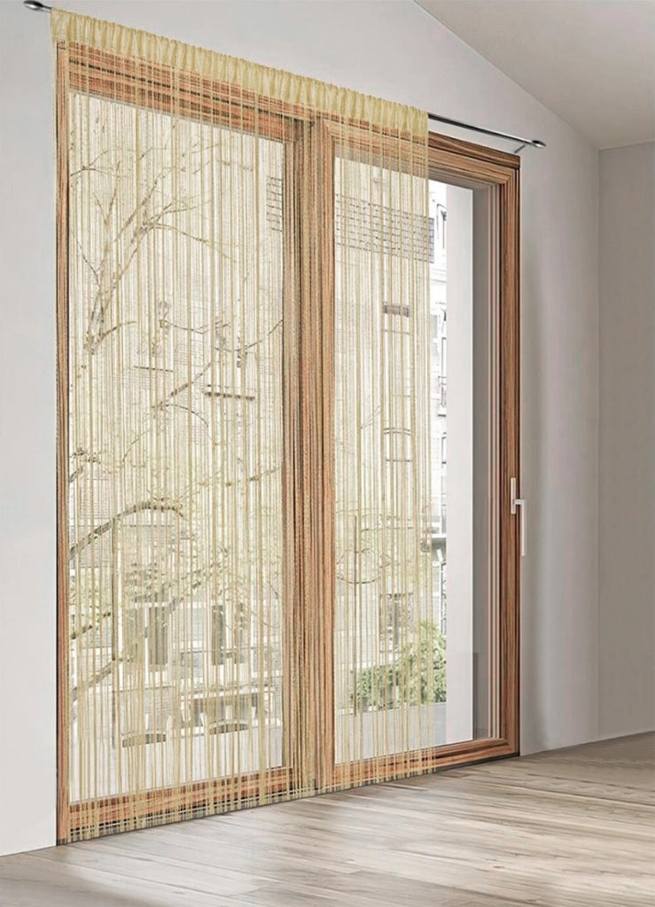 Tenda a Fili Elegante Per Porte Finestre Pannello 140x290 Cm Divisorio Camere Stanze Ambienti Senape