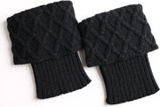 Due paia di calzettoni per donna con calze a maglia - calzettoni con coprispalle a maglia per inverno - calzettoni a maglia di lana - calzettoni corti con mesh a forma di reticolo - caldo - marrone scuro + nero - 15cm