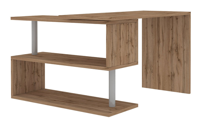 Scrivania con Gamba ad S Girevole 120/65x50x75 cm Volta Quercia Wotan