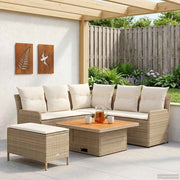 Set di Mobili 5 pz Beige e Crema Rattan in PE 3422206