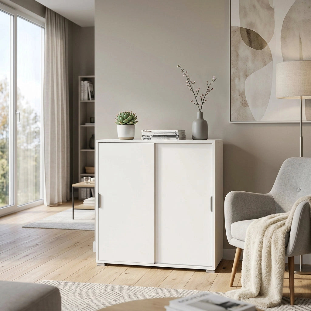 Armadietto da Bagno con 2 ante in Legno Composito cm 75x38x85 - KODEY