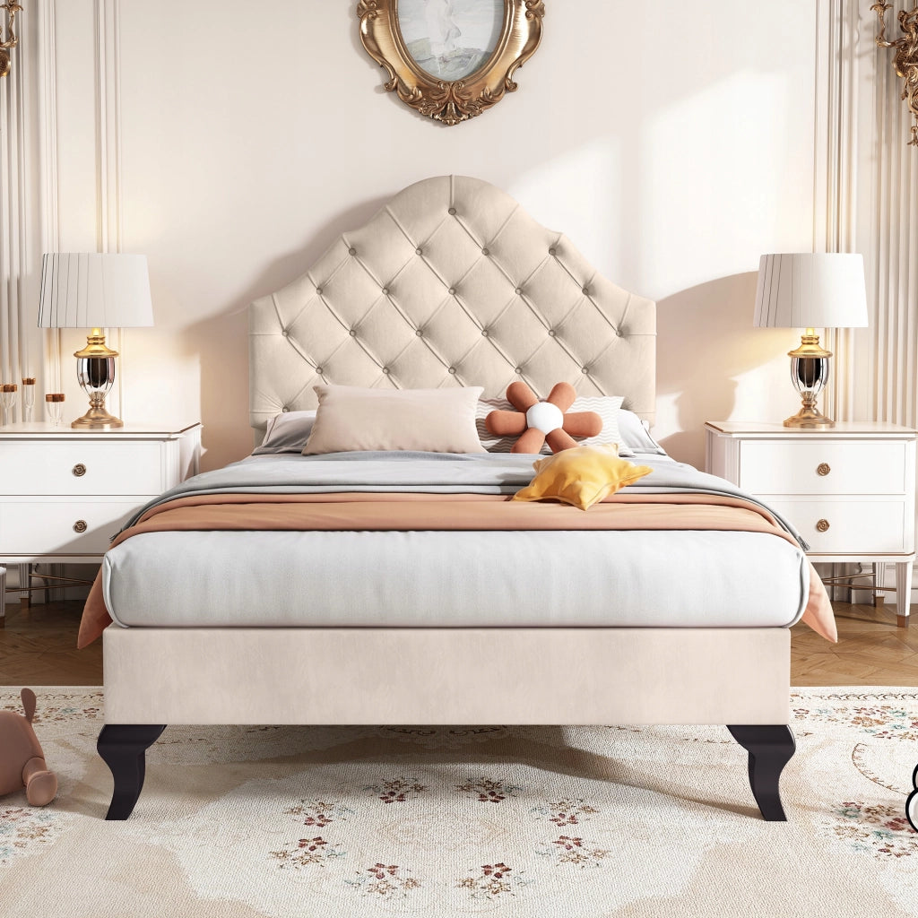 Letto singolo 90x200 - Xylo - Beige, testiera regolabile, per ragazzi
