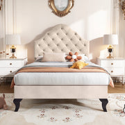 Letto singolo 90x200 - Xylo - Beige, testiera regolabile, per ragazzi