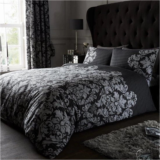 Set di coperte da letto a un posto con tessuto policotton - nero - 135 x 200cm coperta da letto 160x200
