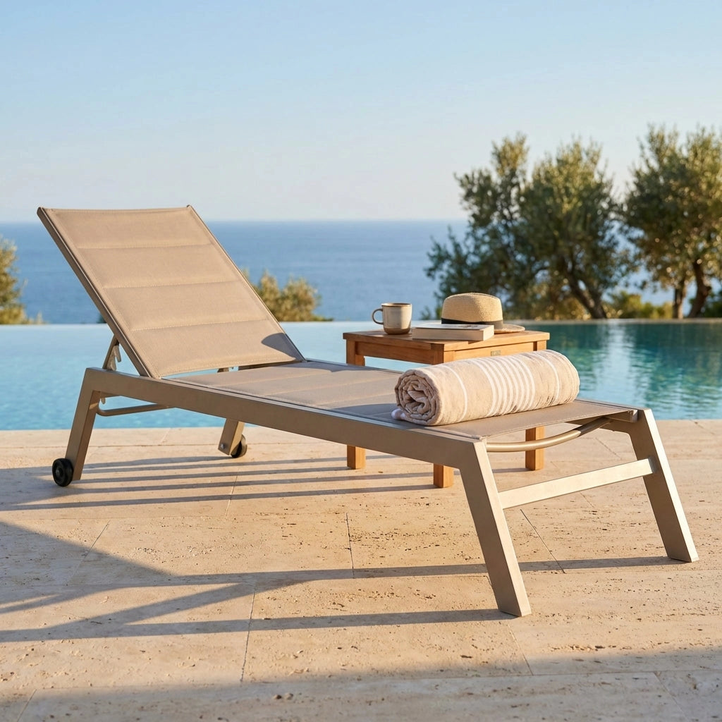 Lettino prendisole da Giardino in Alluminio Textilene cm 198x61x95 - DAVID
