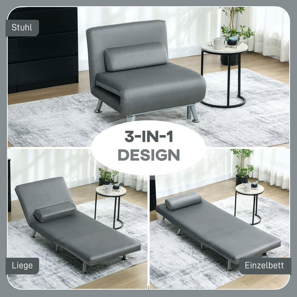 Poltrona letto imbottita reclinabile ¨C zephmum ¨C 75x70x75 cm grigio velluto