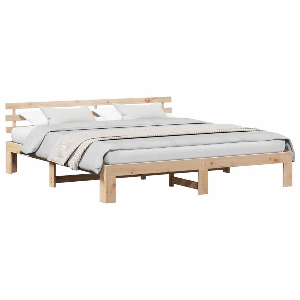 Struttura del letto Naturale 200 x 200 cm Pino massello 872596