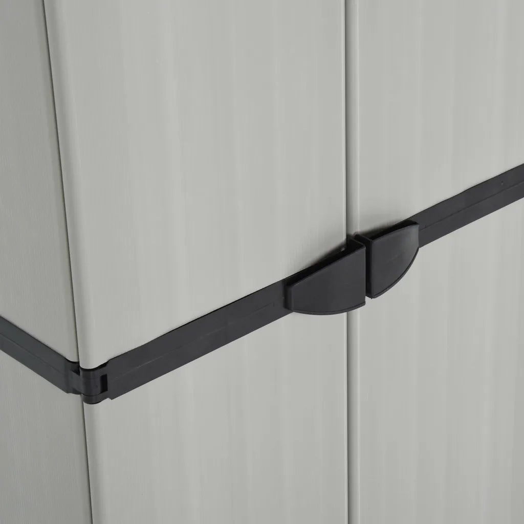 Armadietto da giardino con serratura e 3 ripiani 68 x 40 x 168 cm PVC grigio 02_0047063
