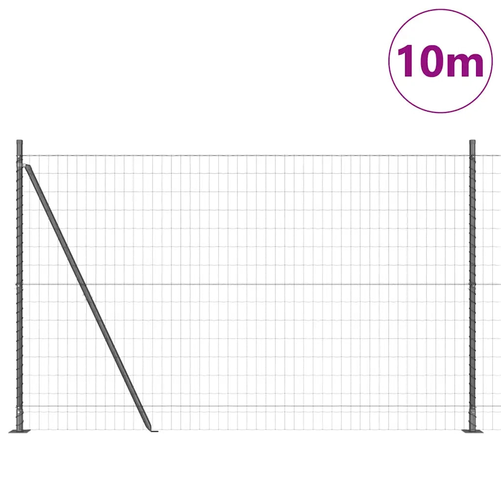 Recinzione con Posto Grigio 1,6 x 10 m Acciaio e PVC