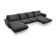 Cosmopolitan Design - Divano panoramico "Vienna" 6 posti in velluto grigio scuro 