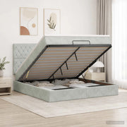 Letto Ottomano con Materasso e LED Grigio Chiaro 180 x 200 cm 3458247