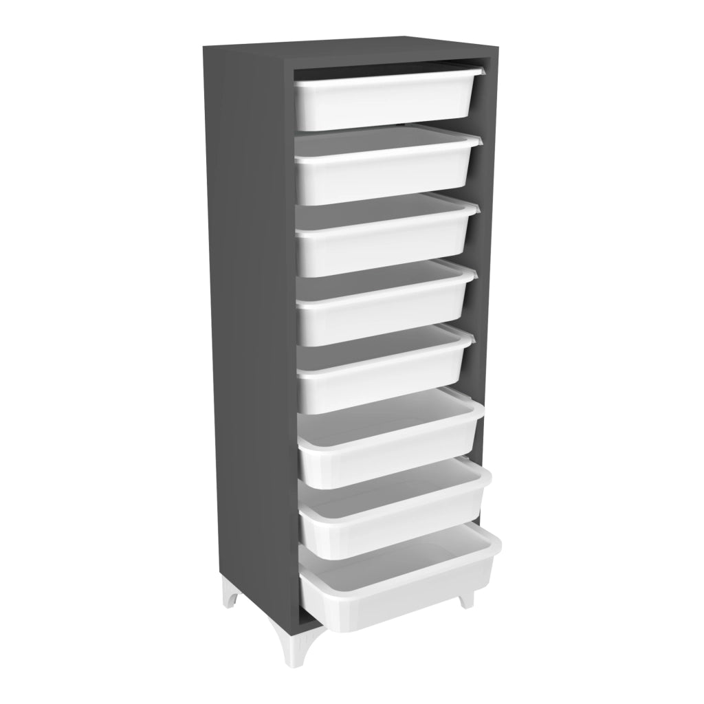 Cassettiera 'Lurøy' Organizzatore con 8 Cestini Estraibili - Mobile a Torre Contenitore - Antracite / Bianco [en.casa]