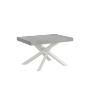 Tavolo allungabile 130/390x90 cm Volantis Premium colore cemento gambe bianche