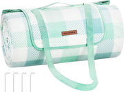 Tenda da picnic, 300 x 200 cm, con 4 ancore, grande, deken per campeggio, per parco, giardino, spiaggia, impermeabile, ripiegabile, verde-bianco