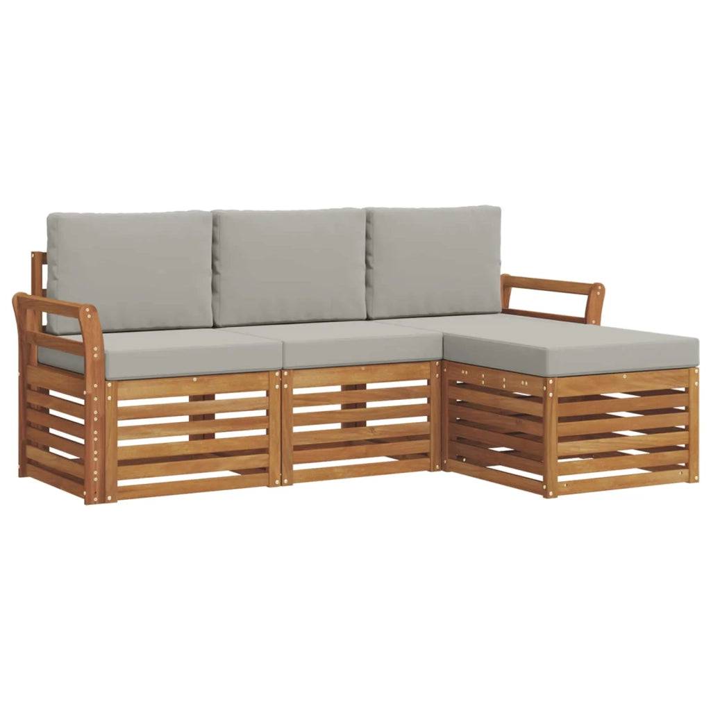 Set di divani da esterno 4 pcs Grigio Naturale e Chiaro 3374611