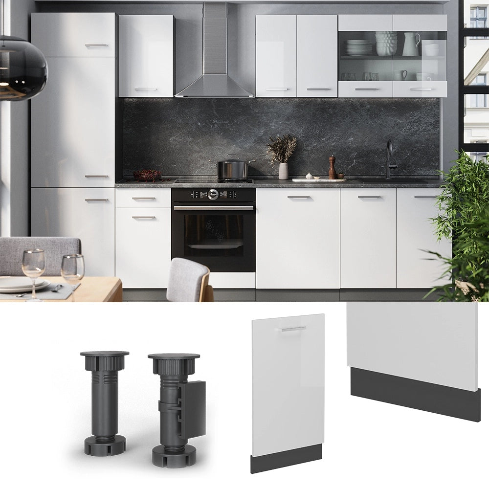 Pannello frontale R-Line Bianco lucido/Antracite 45 cm senza piano di lavoro Vicco