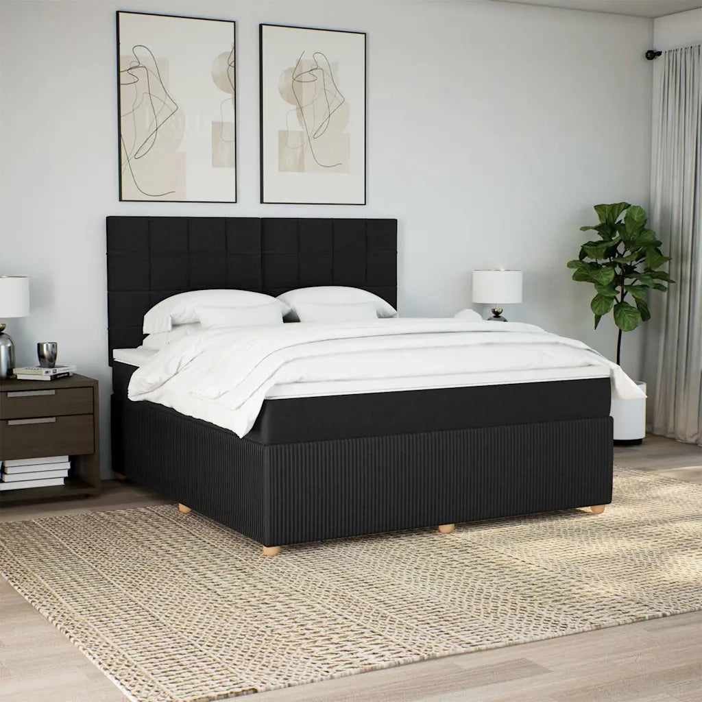 vidaXL Giroletto a Molle con Materasso Nero 180x200 cm in Tessuto
