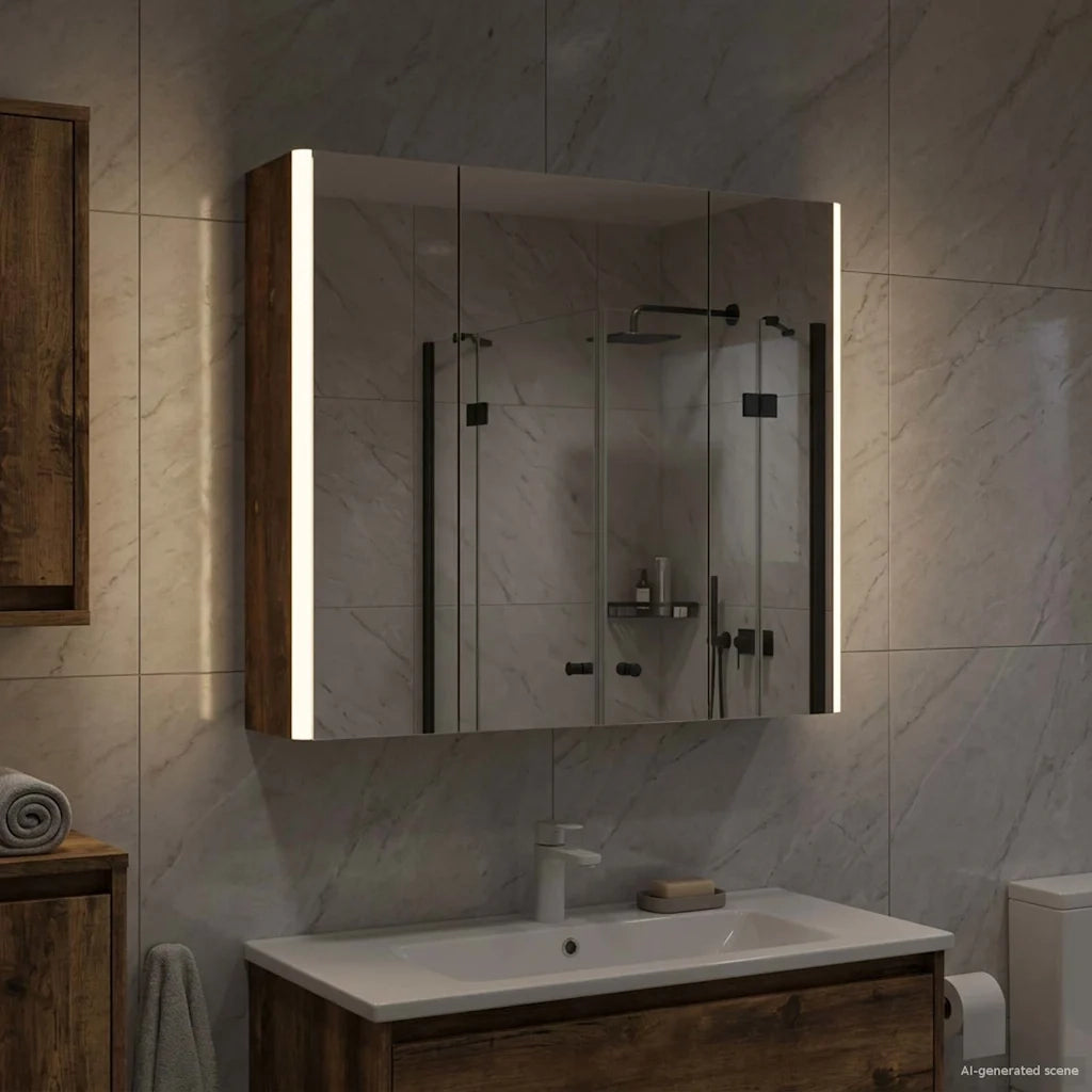 Mobiletto per specchio da bagno Rovere fumé 889251