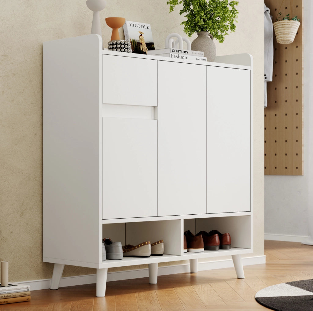 Mobile portascarpe 90x35x99 cm bianco – ripiani regolabili, 2 colli