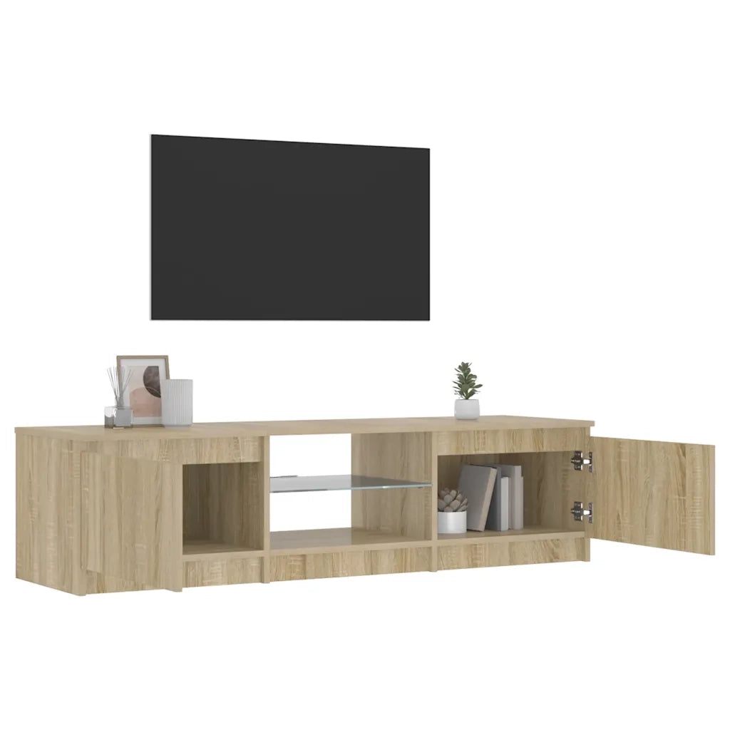 Mobile Porta TV con Luci LED Rovere Fumo 140x40x35,5 cm cod mxl 9219