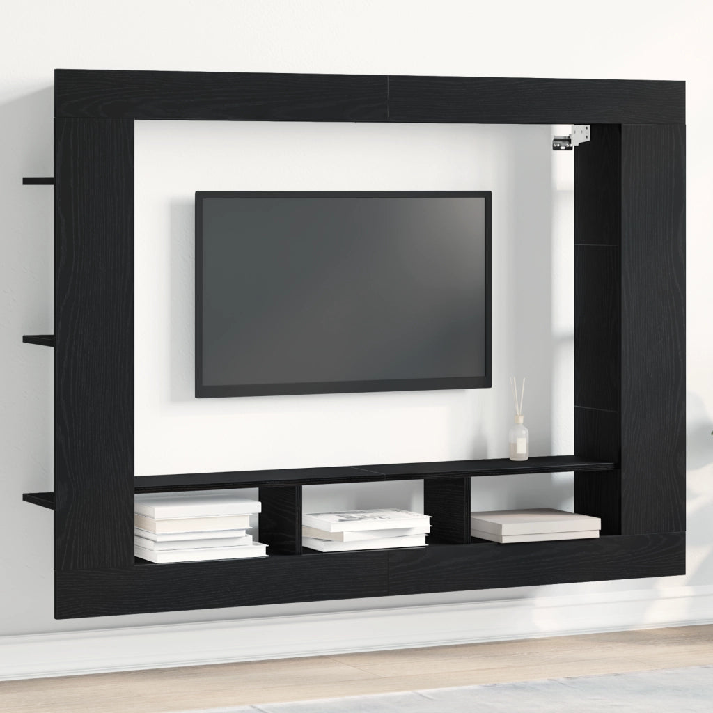Mobile TV a muro  Nero Rovere 152x22x113 cm