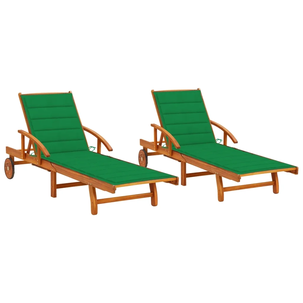 Sdraio 2 pz con Cuscini in Legno Massello di Acacia cod mxl 11878