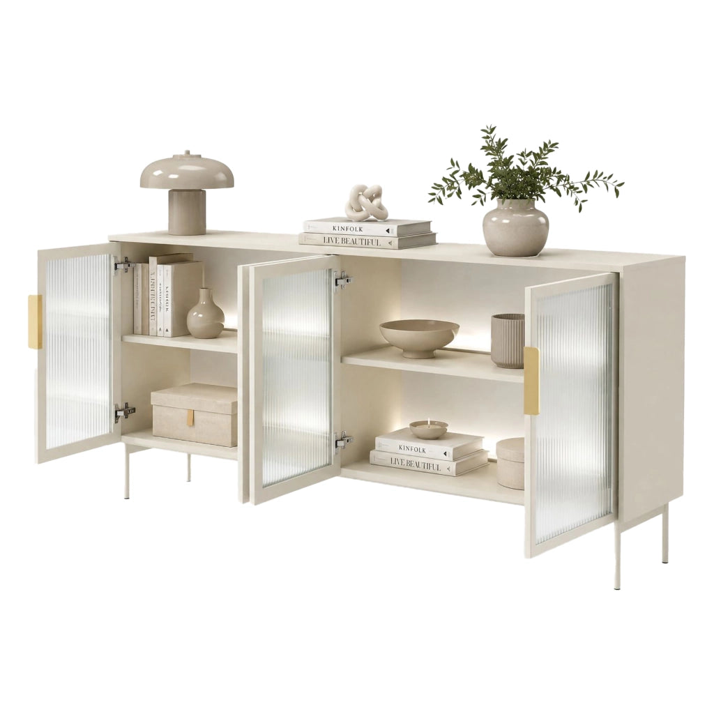 Madia Hapa, Credenza 4 Ripiani, 181x39x83h cm Beige Cashmere