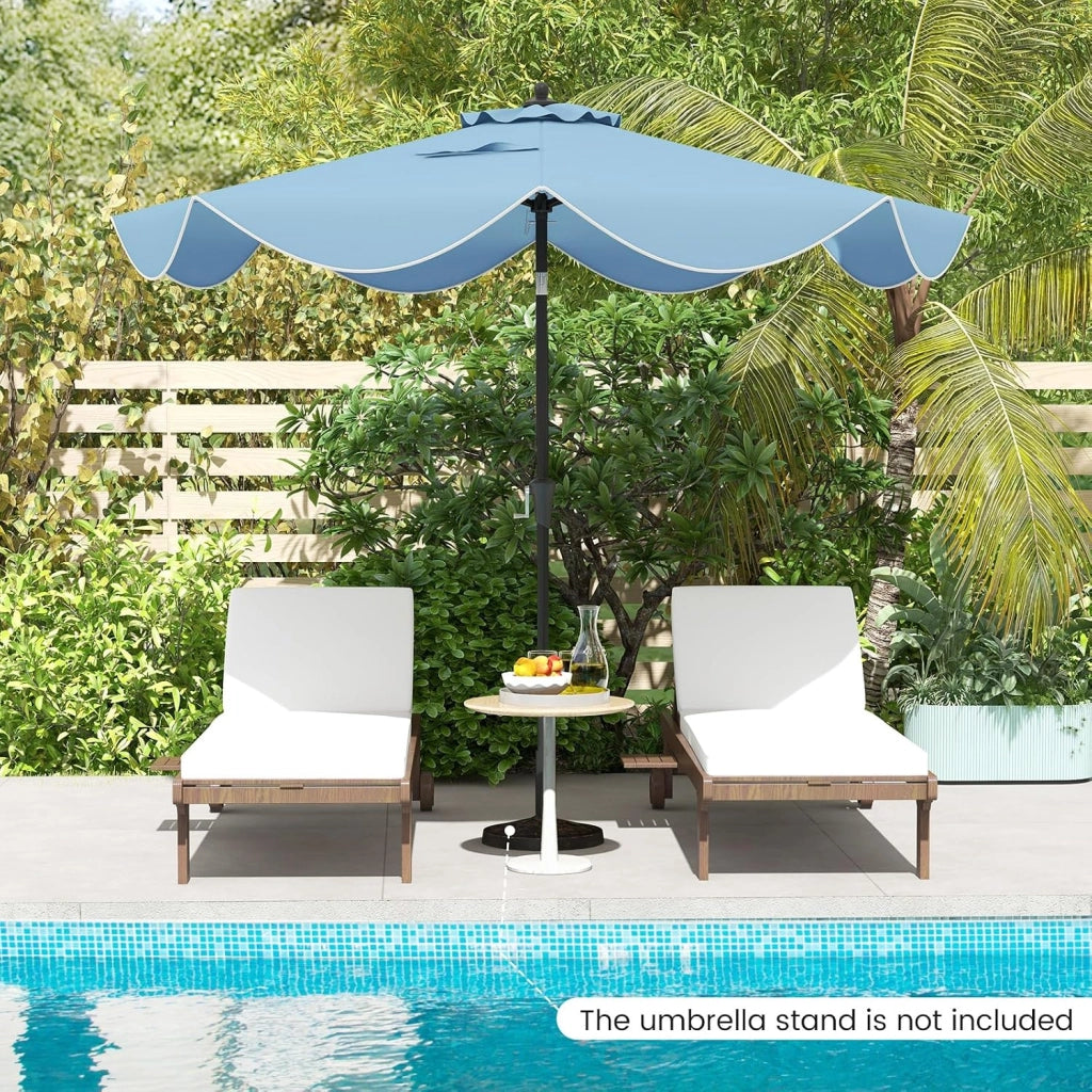 Ombrellone da Giardino 270 cm, Inclinabile a 25°, Parasole da Spiaggia Protezione UV e Anti UV, con Manovella e 8 Stecche, Ideale per Terrazza, Balcone, Piscina