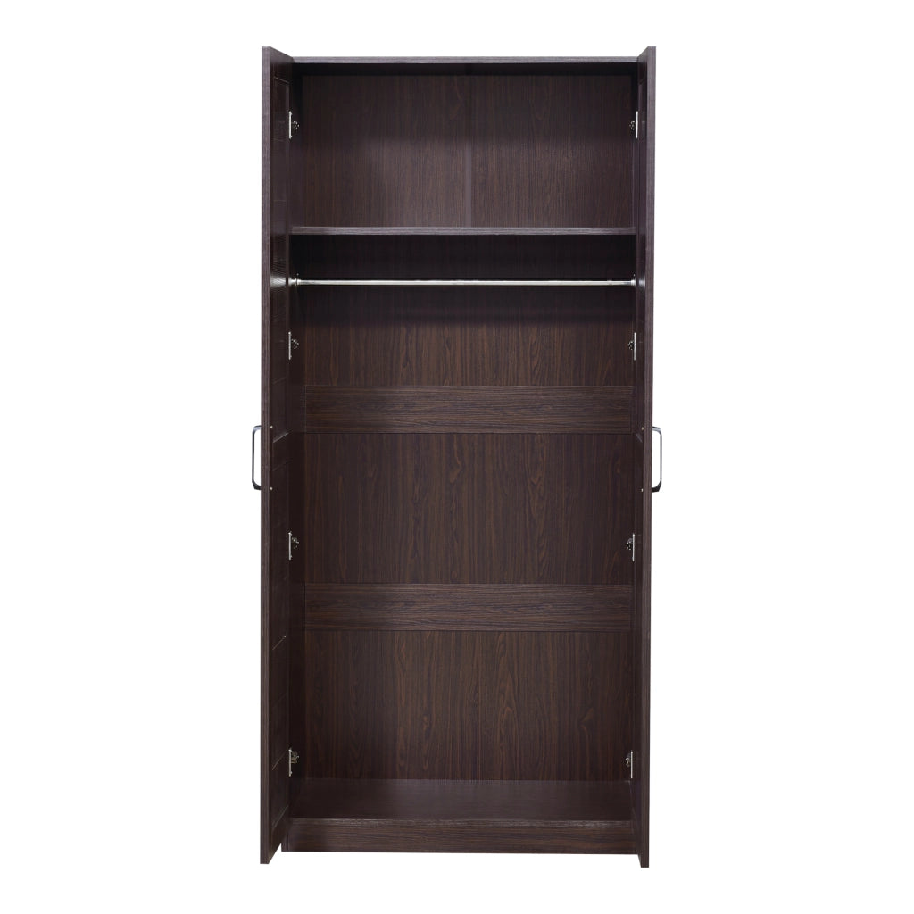 Armadio Guardaroba Finning con Ante a Persiana 176 x 80 x 52 cm Effetto Noce Scuro [en.casa]