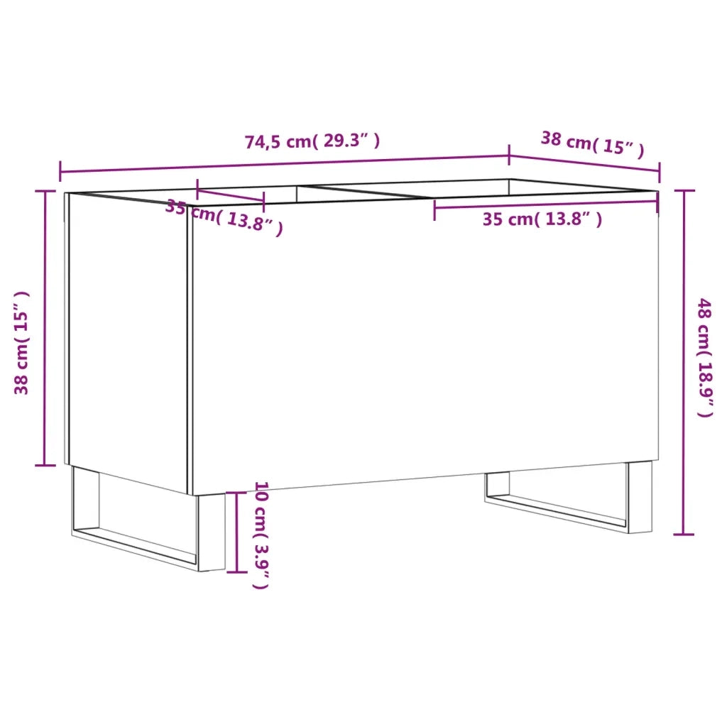 Mobile Porta Dischi Bianco 74,5x38x48 cm in Legno Multistrato CFW7550894