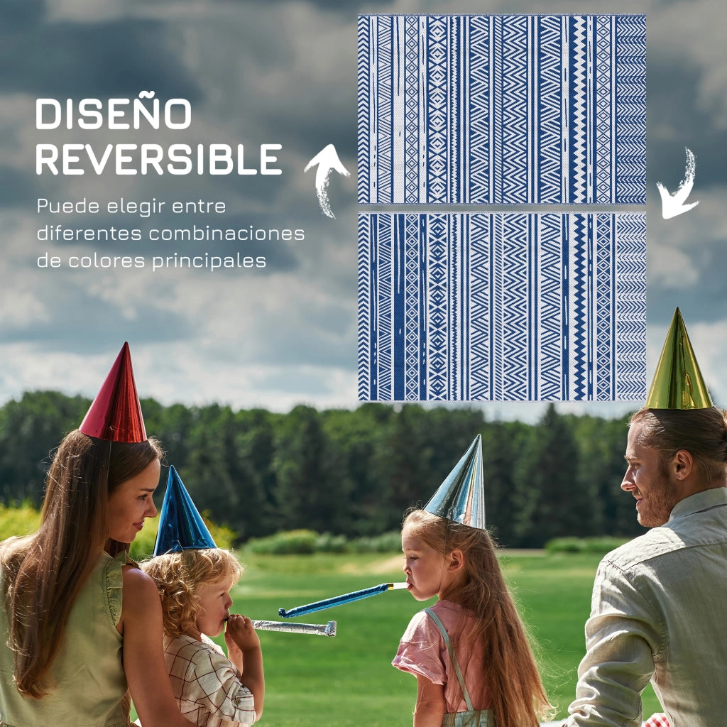 Tappeto Reversibile da Esterno ¨C Xylo ¨C 182x274 cm Blu Scuro e Bianco