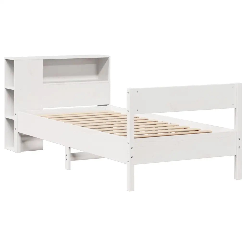 Letto con Libreria senza Materasso-Struttura Letto con contenitore 75x190 cm in Legno Pino 158000