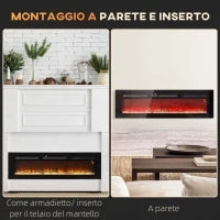 Camino Elettrico 1800W Regolabile con Telecomando, in Acciaio e Vetro Temperato, 152.4x15.8x45 cm, Nero