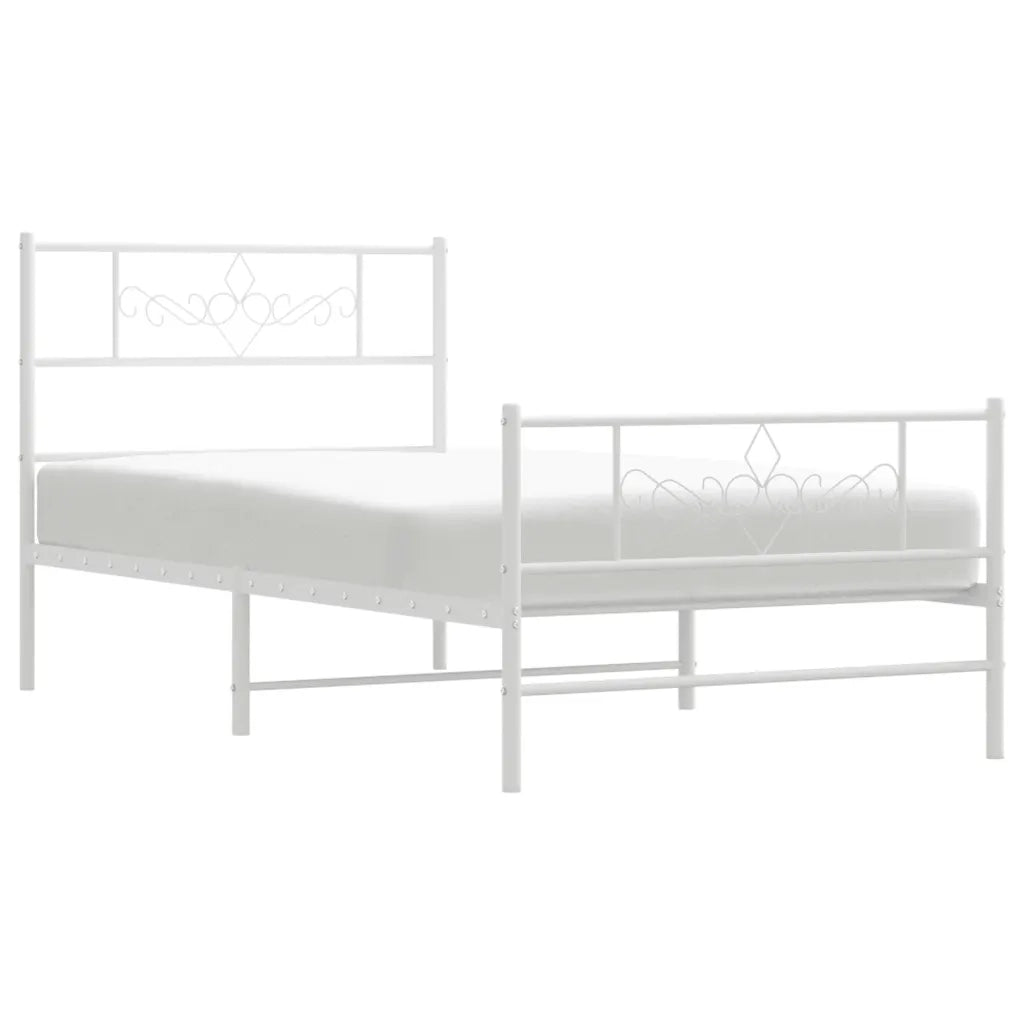Giroletto con Testiera e Pediera Metallo Bianco 75x190 cm 355324