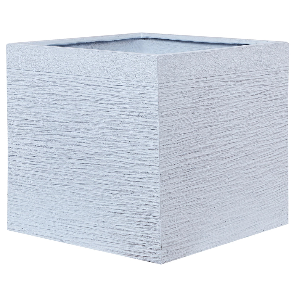 Vaso per piante fioriera in fibra bianco solida quadrata 50 x 48 cm resistente ai raggi UV