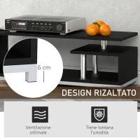 Mobile TV Moderno con Ripiano in Legno, Mobiletto Tavolino Basso da Salotto 114x40x40.5cm, Nero