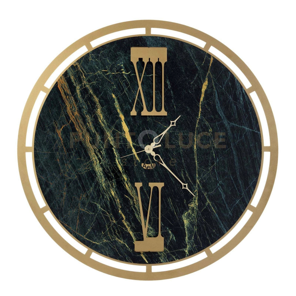 orologio effetto marmo pregiato mood Oro trasparente e venature d'oro in Ferro Diametro63cm